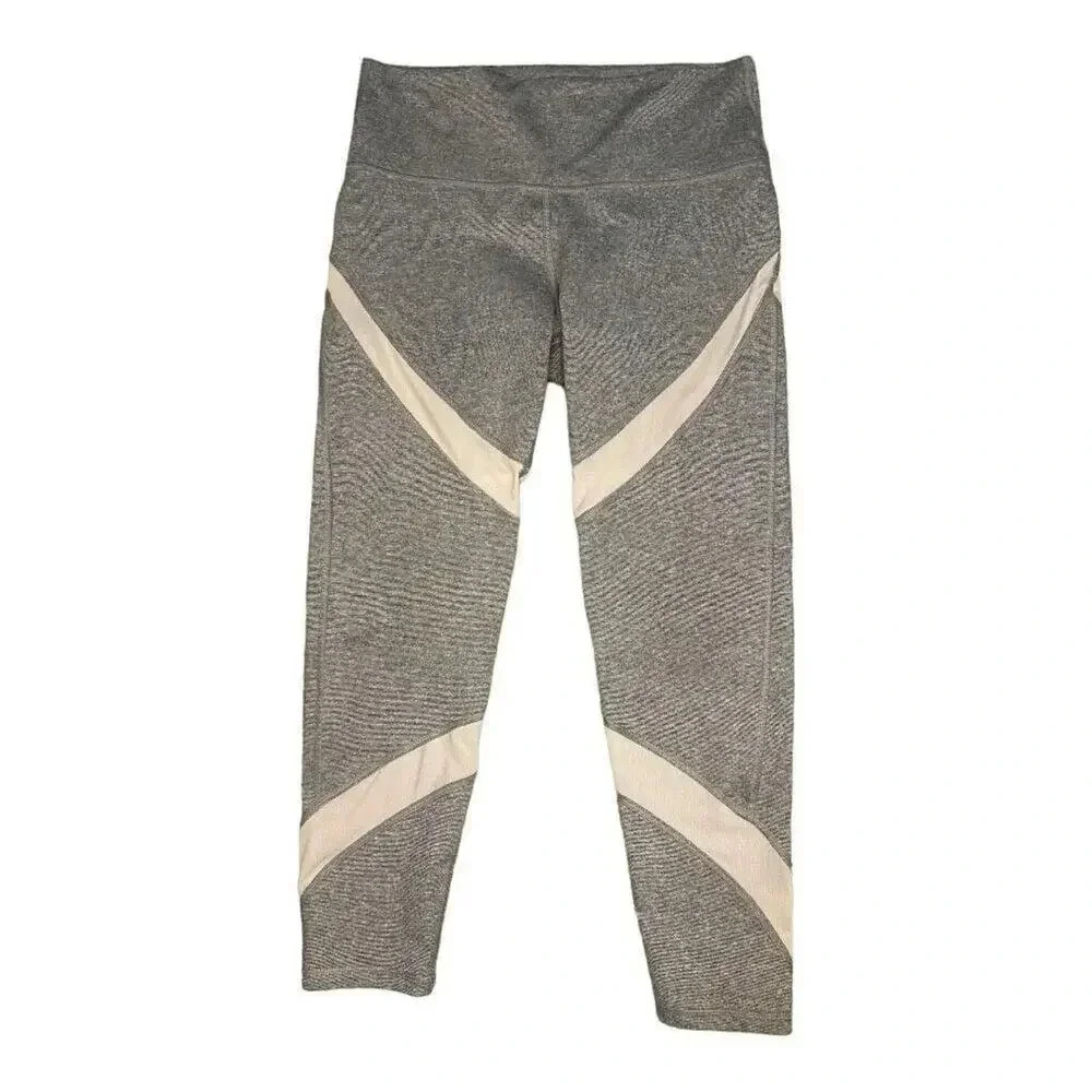 Aerie Women’s‎ Large Gray Chill Play Move Leggings With Mesh Embellishment